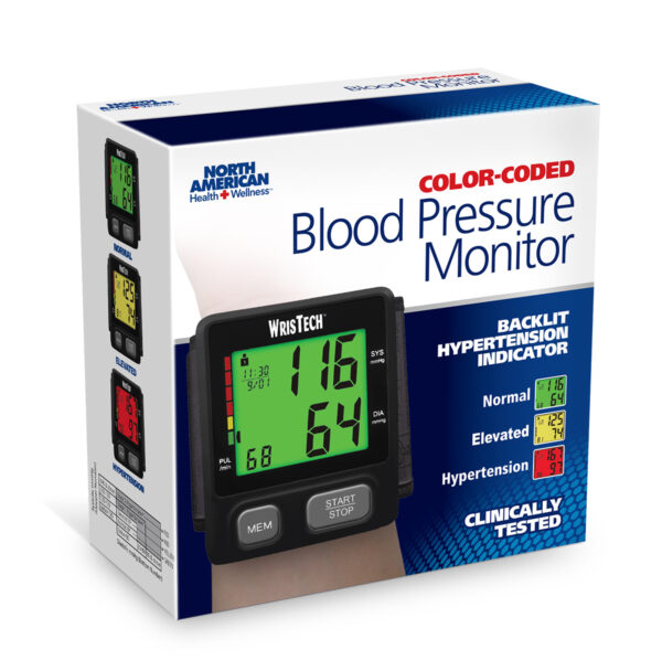 Color Coded Slim Wrist Blood Pressure Monitor
