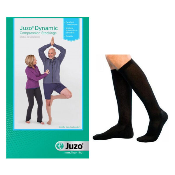Juzo Dynamic Knee-High, 30-40, Full Foot, Black, Size 5