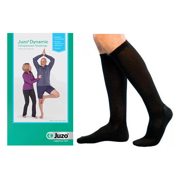 Juzo Dynamic Knee High, 40-50, Full Foot, Black, Size 3
