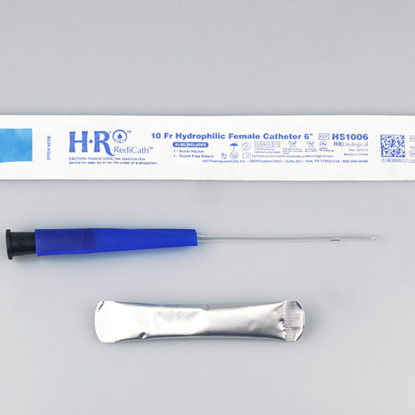 TruCath Hydrophilic Catheter with water bag and touch free sleeve, 10FR, 6"