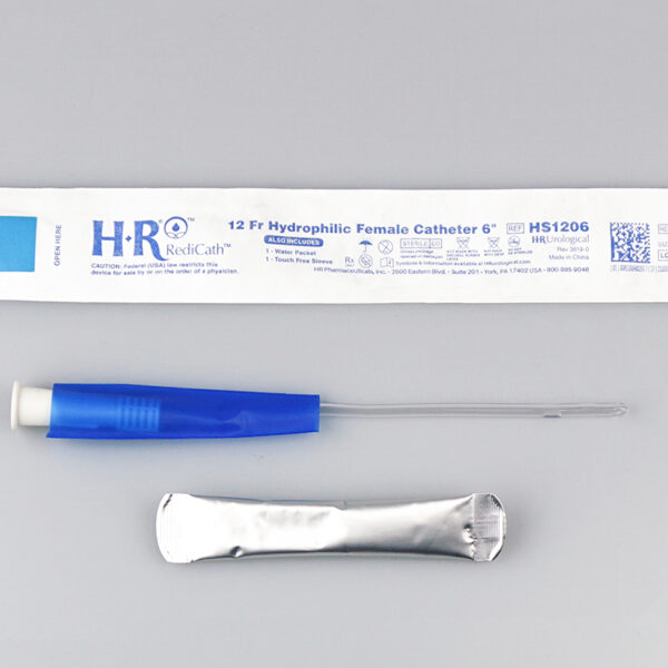 TruCath Hydrophilic Catheter with water bag and touch free sleeve, 12FR, 6"