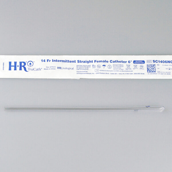 TruCath Intermittent Straight Catheter, Female, 14FR, 6". No connector.