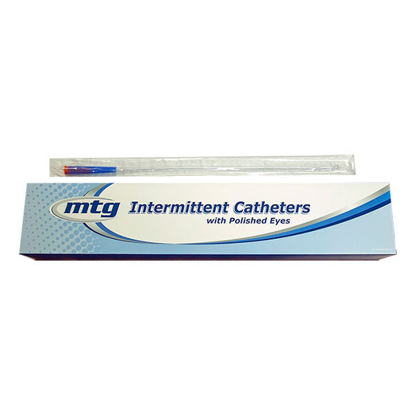 MTG Coude Tip Intermittent Catheter, 12 Fr, 16" Vinyl Catheter with Handling Sleeve