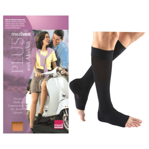 Mediven Plus Calf with Top Band, 30-40, Open, Black, Size 5