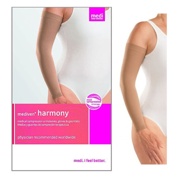 Harmony Arm Sleeve with Silicone Top Band, 20-30, Extra Wide, Caramel, Size 8