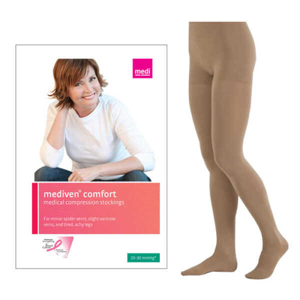 Mediven Comfort Compression Pantyhose Size 1, Petite, 20-30 mmHg, Natural, Closed Toe