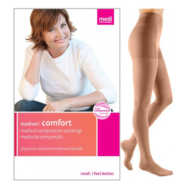 Mediven Comfort Maternity Pantyhose with Adjustable Waist, 20-30, Closed, Natural, Size 2