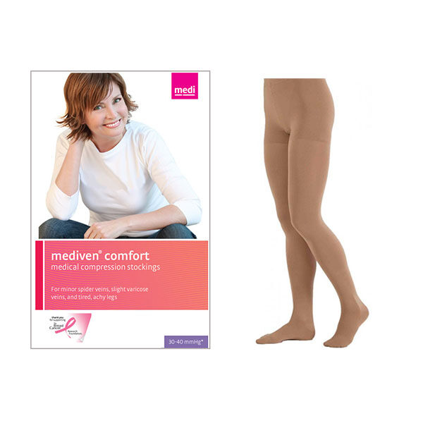Mediven Comfort Pantyhose with Adjustable Waistband, 30-40, Closed, Natural, Size 1