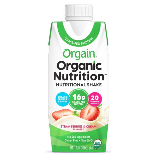 Orgain Organic Nutrition All-in-One Nutritional Shake, Strawberries and Cream, 11 fl oz