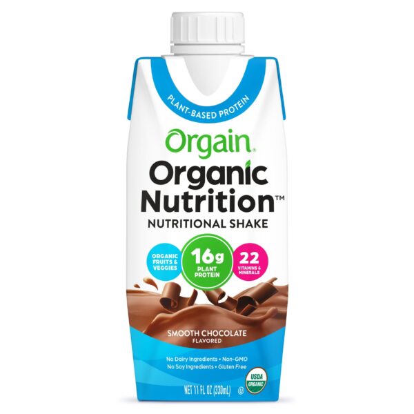 Orgain Organic Nutrition Vegan All-In-One Protein Shake, Smooth Chocolate, 11 fl oz