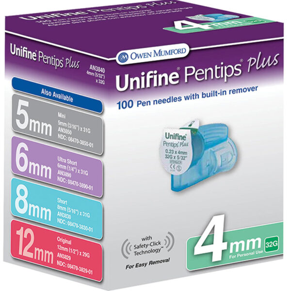 Unifine Pentips Plus 32G 4mm Pen Needles (100 count)