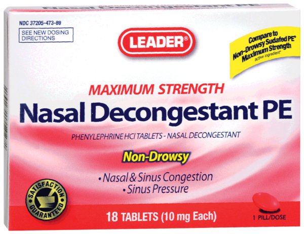 Leader Nasal Decongestant PE Tablets 10 mg (18 Count)