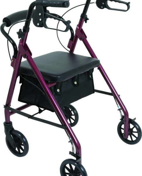 Junior Aluminum Rollator, 6" Wheels, Burgundy