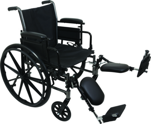 K3 Lightweight Wheelchair, 18" x 16" with Removable Desk-Length Arms and Elevating Leg Rest