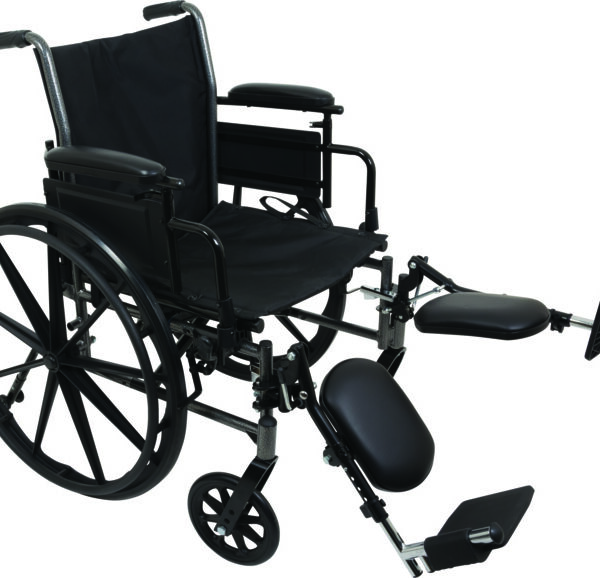 K3 Lightweight Wheelchair, 18" x 16" with Removable Desk-Length Arms and Elevating Leg Rest