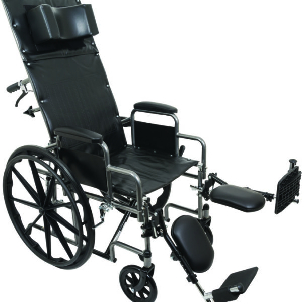 Reclining Wheelchair, 16" x 16", Removable Desk Arms and Elevation Leg Rests