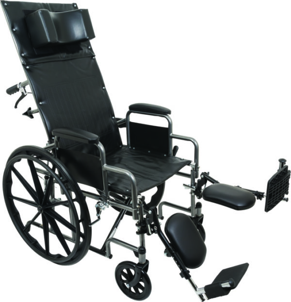 Reclining Wheelchair, 16" x 16", Removable Desk Arms and Elevation Leg Rests