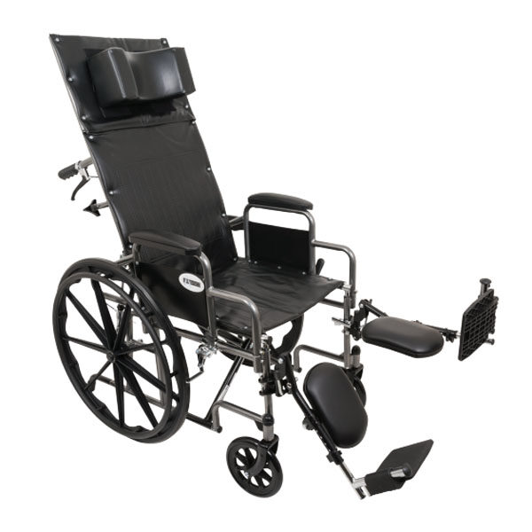 Reclining Wheelchair, 18" x 16", Removable Desk Arms and Elevation Leg Rests
