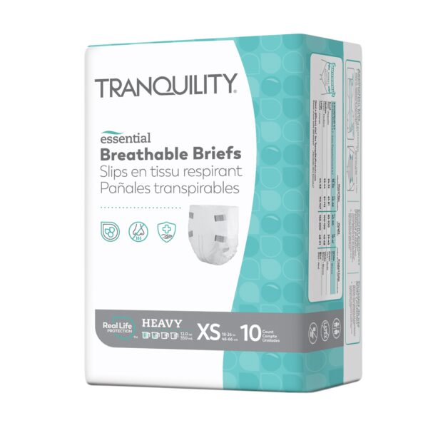 Tranquility Essential Breathable Briefs - Heavy, X-Small/Youth Size 6/7, 18" - 26", 42 - 90 lbs