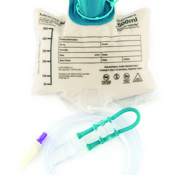 EnteraLite Infinity 500 mL Bag Pump Set with Pre-attached ENFit Transitional Connector