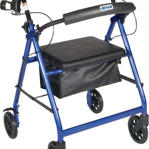 Aluminum Rollator with Fold Up and Removable Back Support and Padded Seat, Blue