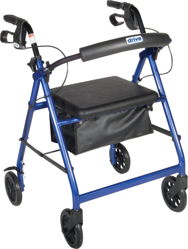 Aluminum Rollator with Fold Up and Removable Back Support and Padded Seat, Blue
