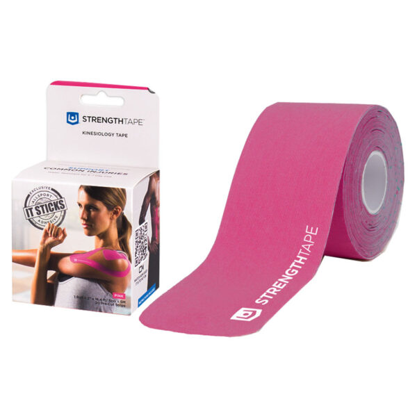 StrengthTape Kinesiology Tape 5M Precut Roll, Pink, 16'4" L x 2" W