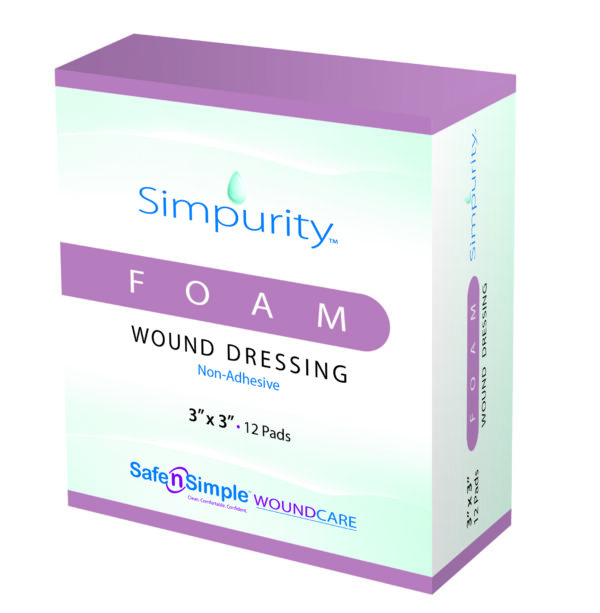 Simpurity Foam Wound Dressing, 3" x 3"
