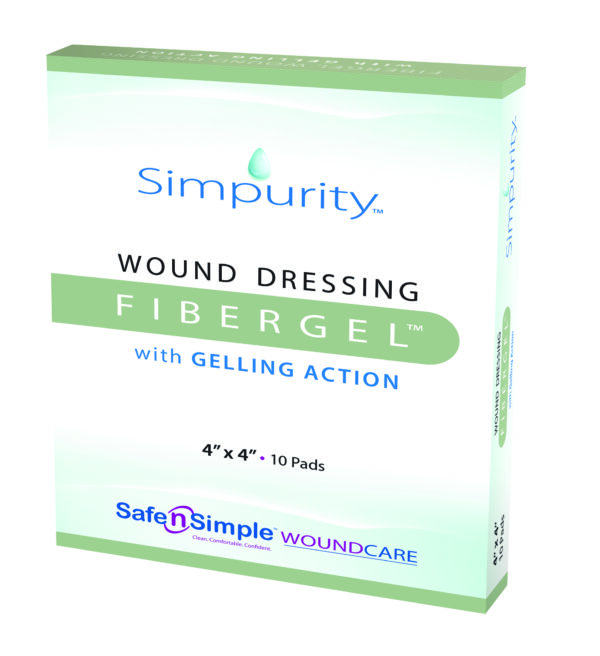Simpurity Fibergel Pad Wound Dressing, 4" x 4"