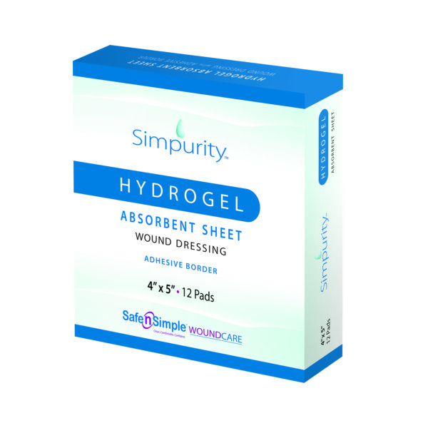 Simpurity Hydrogel Dressing with Adhesive Border, 4" x 5"