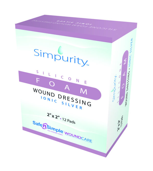Simpurity Foam Wound Dressing Silver Silicone, 2" x 2"