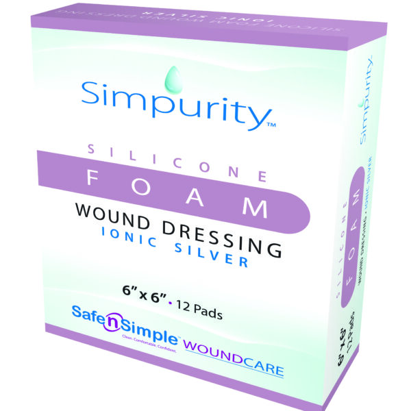 Simpurity Foam Wound Dressing Silver Silicone, 6" x 6"