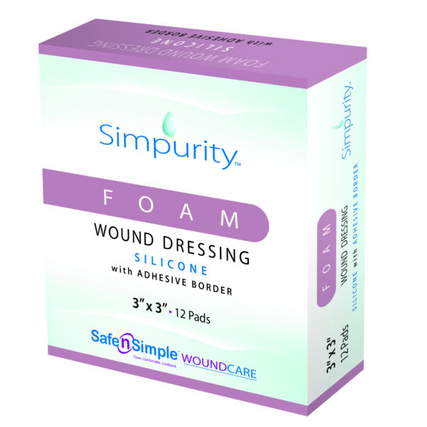 Simpurity Bordered Silicone Foam Dressing, 3" x 3" Pad, 5"x 5" Overall