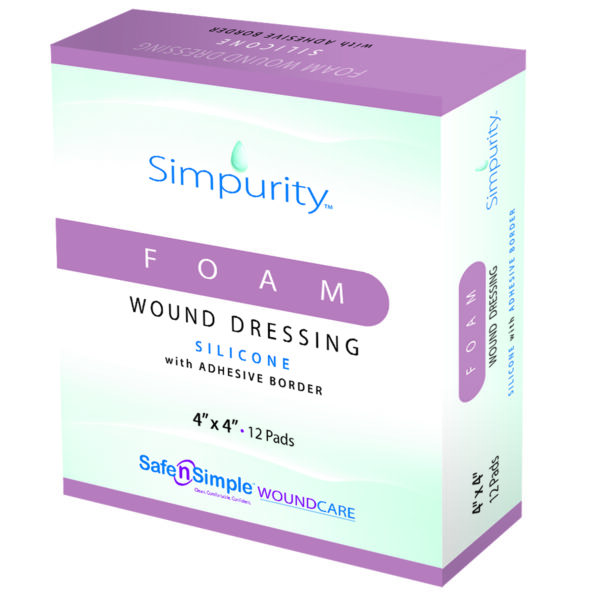 Simpurity Bordered Silicone Foam Dressing, 4" x 4" Pad, 6" x 6" Overall