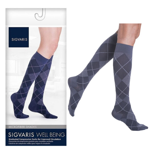 143C MicroFiber Shades Calf, 15-20mmHg, Women's, Size B, Graphite Argyle