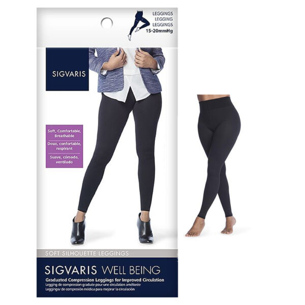 170L Soft Silhouette Leggings, 15-20mmHg, Women's, Size D, Black