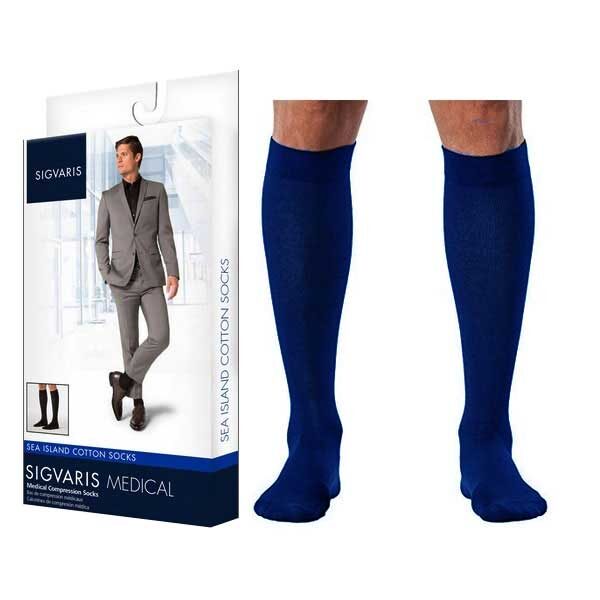 222C Style Sea Island Cotton Calf, 20-30mmHg, Men's, X-Large, Long, Navy