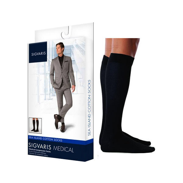 222C Style Sea Island Cotton Calf, 20-30mmHg, Men's, X-Large, Long, Black