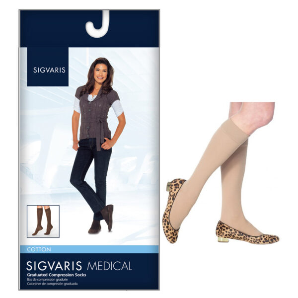 232C Essential Cotton Calf, 20-30mmHg, Women's, Small, Short, Crispa