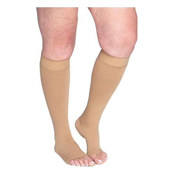 552C SECURE Calf with Grip-Top, 20-30mmHg, Open Toe, 2X-Large, Long, Beige