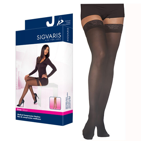 782N Style Sheer Thigh, 20-30mmHg, Women's, Medium, Short, Black
