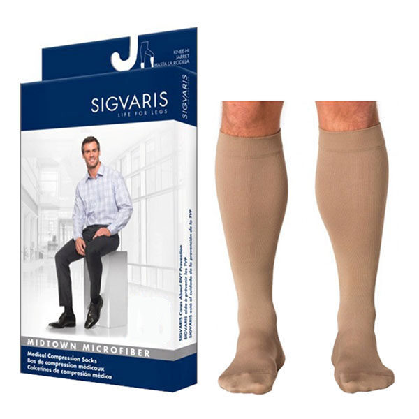 822C Style Microfiber Calf, 20-30mmHg, Men's, X-Large, Long, Extended Foot, Tan/Khaki