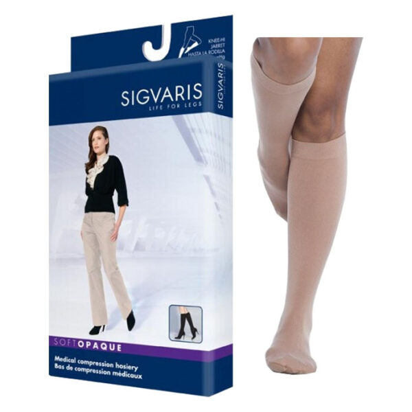 842C Style Soft Opaque Calf, 20-30mmHg, Women's, Large, Long, Nude