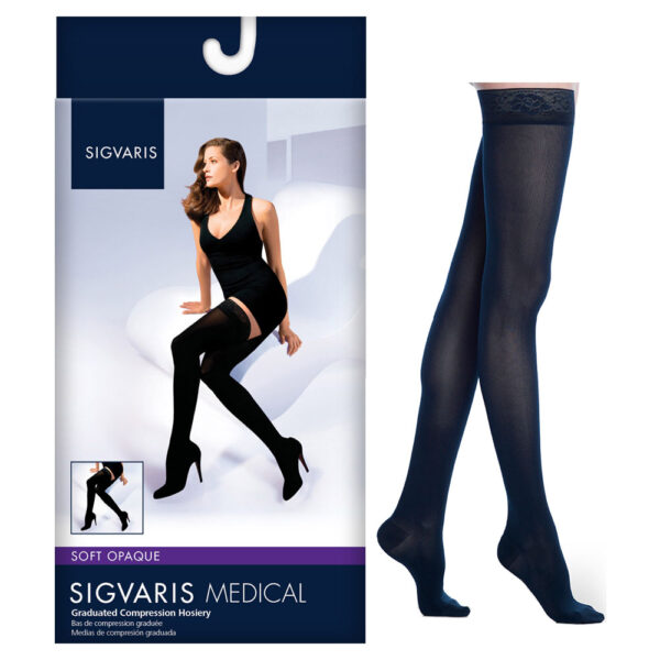 842N Style Soft Opaque Thigh, 20-30mmHg, Women's, Small, Long, Graphite