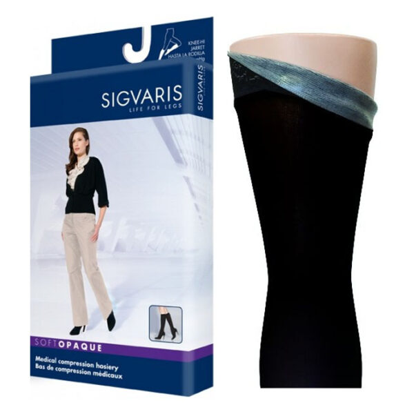 843C Style Soft Opaque Calf, 30-40mmHg, Women's, Large, Long, Black