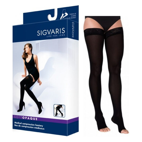 843N Style Soft Opaque Thigh, 30-40mmHg, Open Toe, Medium, Long, Nude