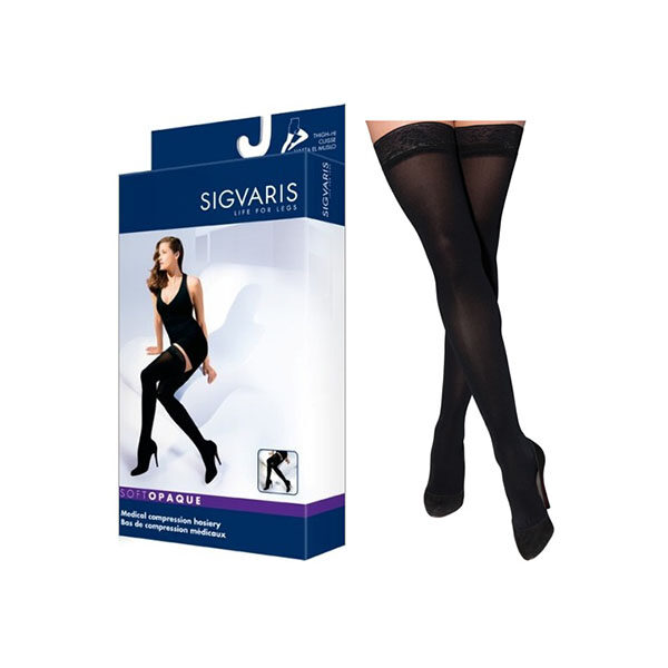 843N Style Soft Opaque Thigh, 30-40mmHg, Women's, Medium, Long, Black