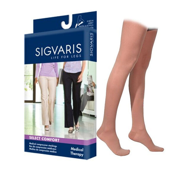 862N Essential Opaque Thigh, 20-30mmHg, Women's, Medium, Petite, Natural