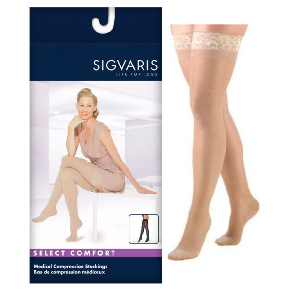862N Essential Opaque Thigh, 20-30mmHg, Women's, Small, Short, Natural