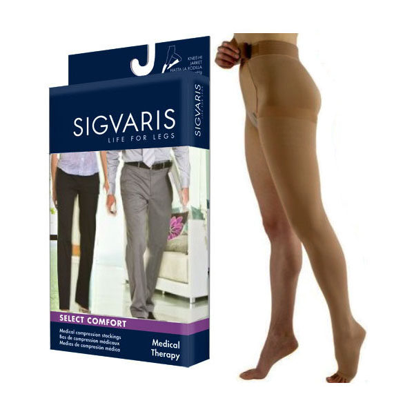 862Waist ATT Left, Essential Opaque Thigh, 20-30mmHg, Open Toe, Large, Long, Crispa